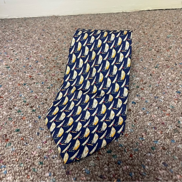 Vintage Lauren Ralph Lauren Men’s Necktie 100% Silk Made In USA Boats Nautical - Picture 1 of 6